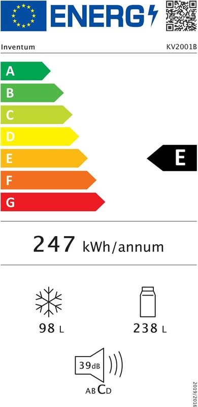 Inventum KV2001B - Koel-vriescombinatie