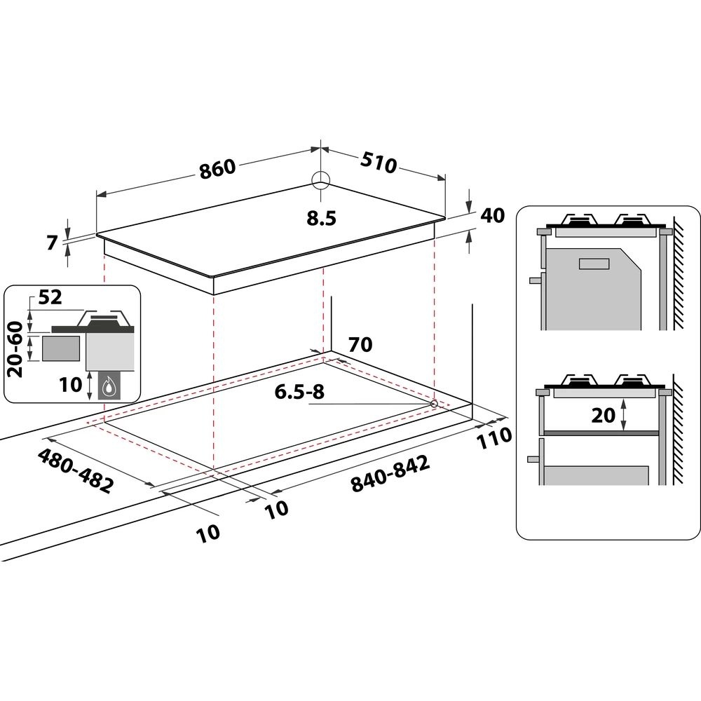 Whirlpool GMAL 9522/IXL - Gaskookplaat