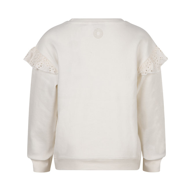 CREWNECK BRODERIE RUFFLE - Off White