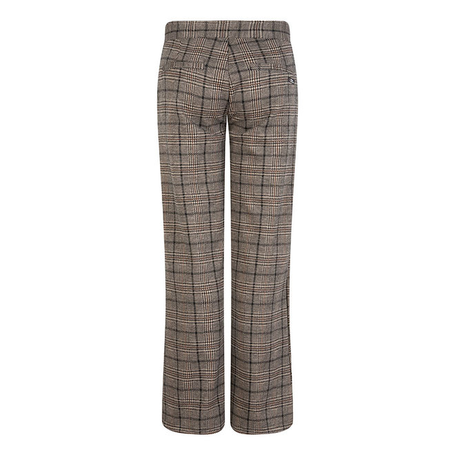 WIDE CHECK PANTS - Spice Brown