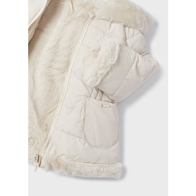 Reversible faux fur jacket / Sepia