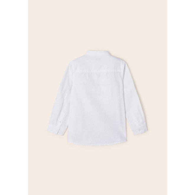 L/s mao collar linen shirt - 77 White -
