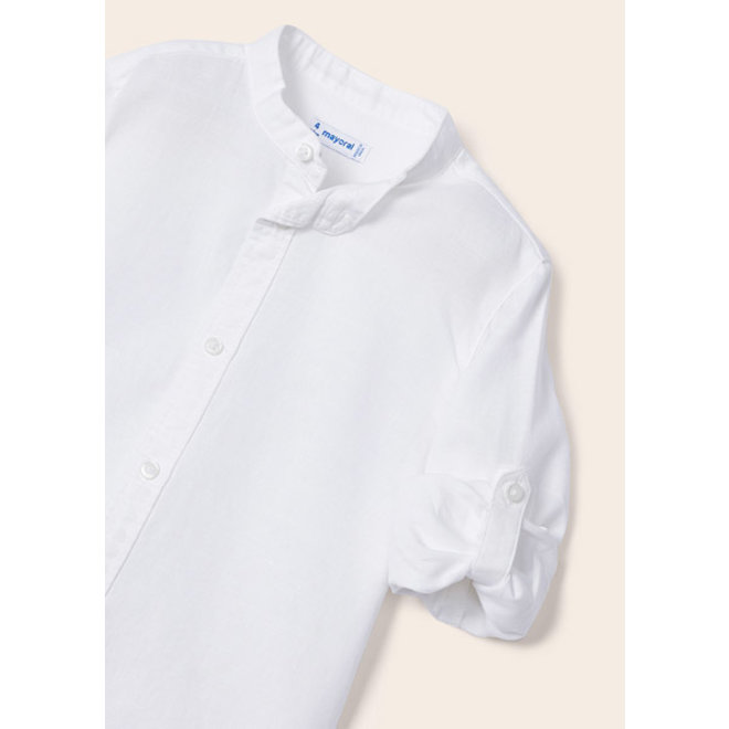 L/s mao collar linen shirt - 77 White -