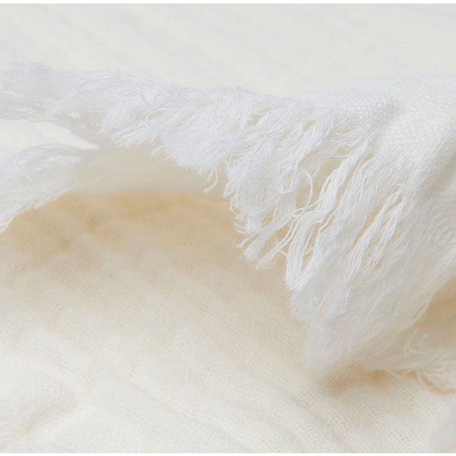 Muslin fringe blanket/Ivory