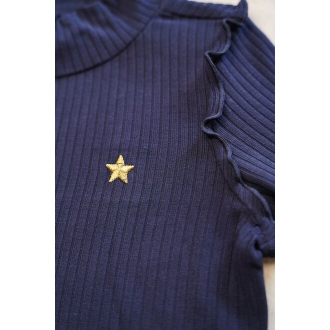 Flo girls solid rib rollneck - 190 - Navy -