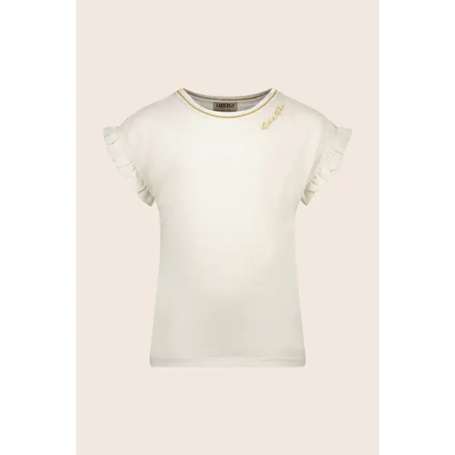 Flo girls metallic jersey ruffle rib tee 001 Off white