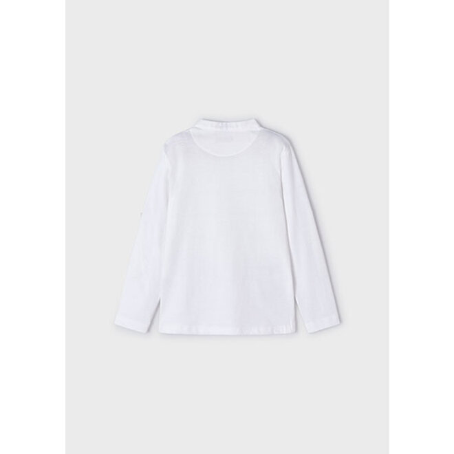 L/s mao-collar polo shirt     43 White
