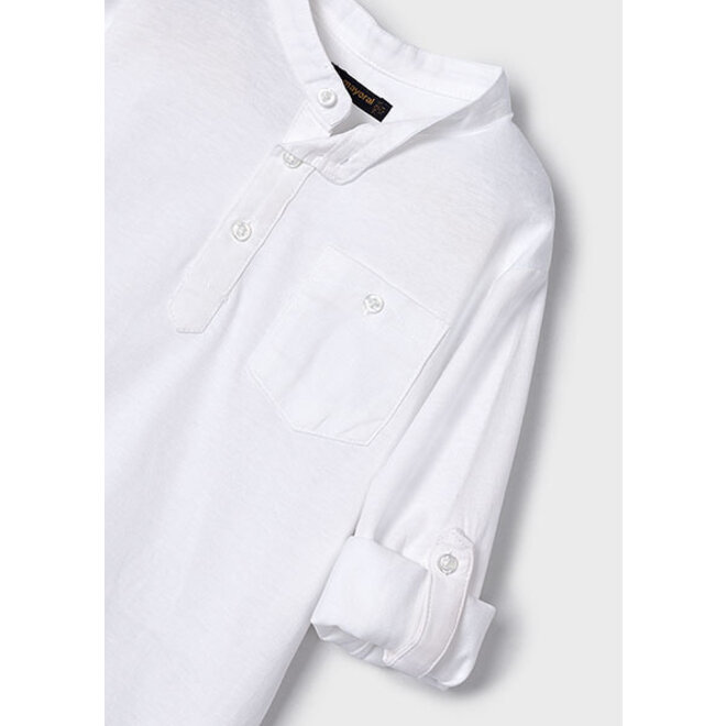 L/s mao-collar polo shirt     43 White