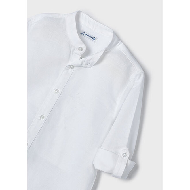 L/s mao collar linen shirt    14 White