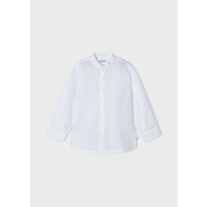 L/s mao collar linen shirt    14 White