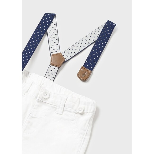 Long trousers with suspenders 26 White