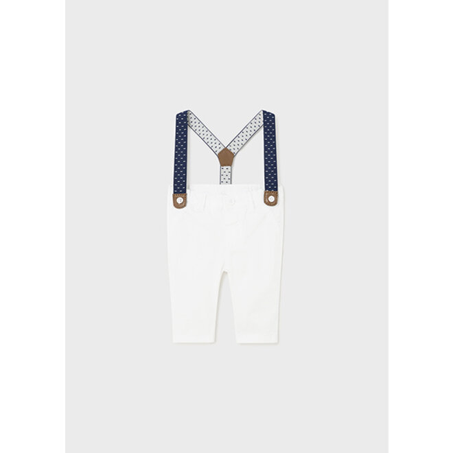 Long trousers with suspenders 26 White