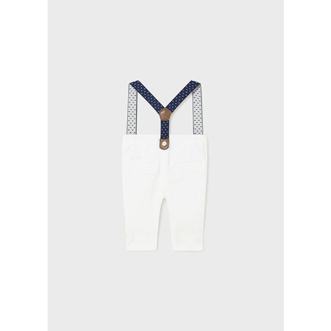 Long trousers with suspenders 26 White