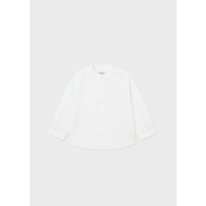 L/s linen mao shirt           10 White