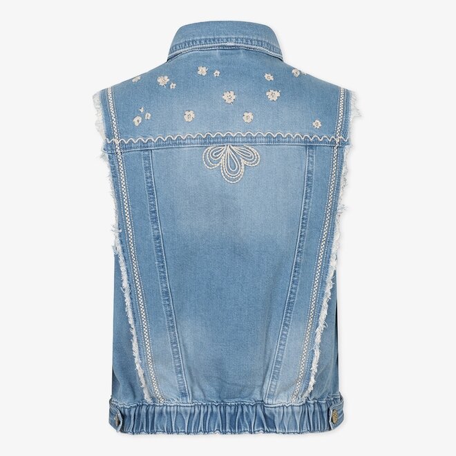 Denim Gilet Embroidery 151 Medium Denim