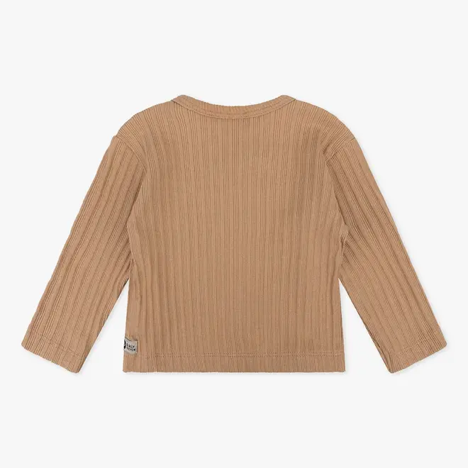 Organic T-shirt Longsleeve Wrap Rib 730 Camel sand