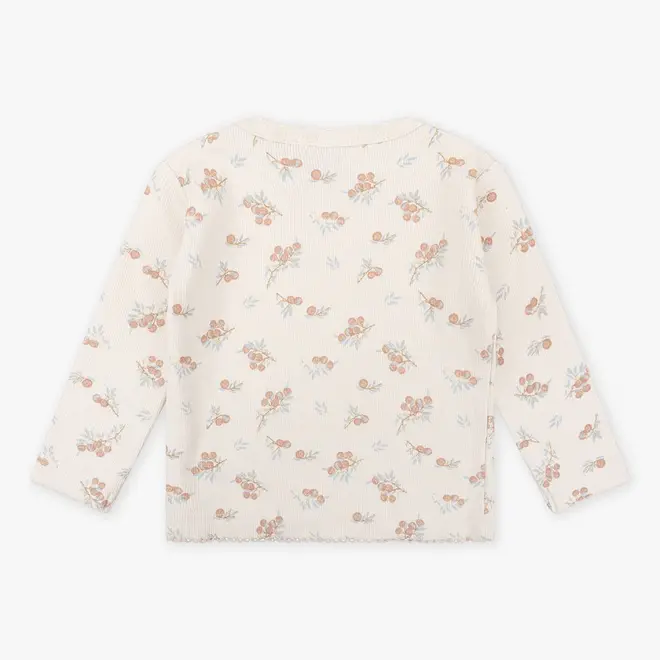 Organic T-shirt Longsleeve Berry Print 703 Cream