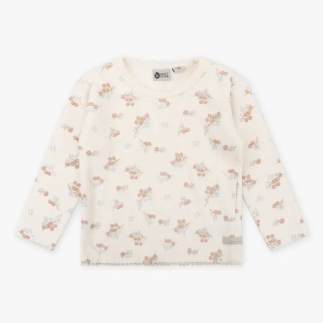 Organic T-shirt Longsleeve Berry Print 703 Cream