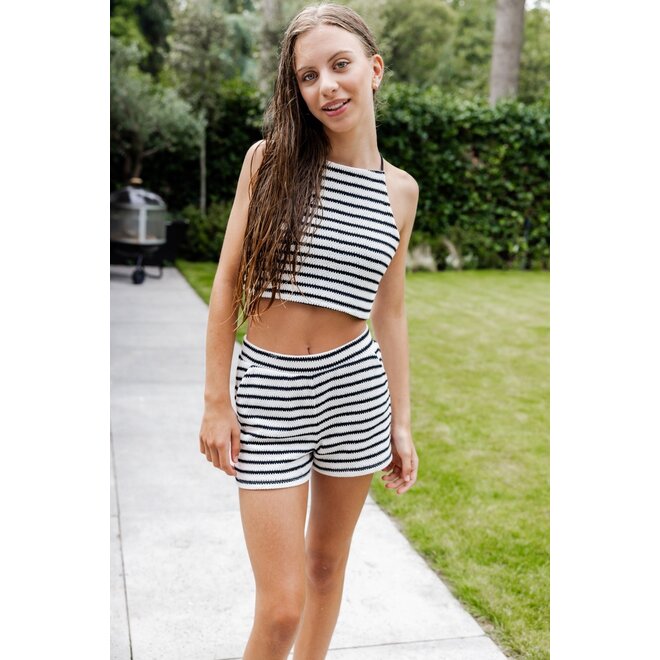 10Sixteen striped knit shorts 847 black and white