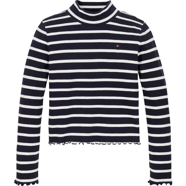 MOCK NECK RIB TOP LS, 0A5Desert Sky Stripe Other Tops