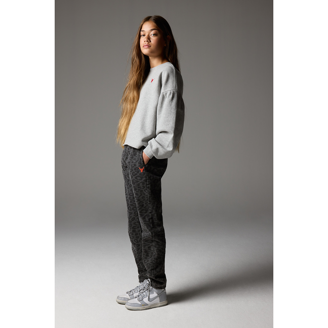 Kids woven animal denim pants/Washed dark grey