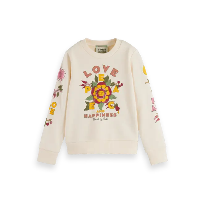 REGULAR-FIT PLACED ARTWORKS CREWNECK 101 WHITE/PASTEL 6643 6643 - Soft Ice