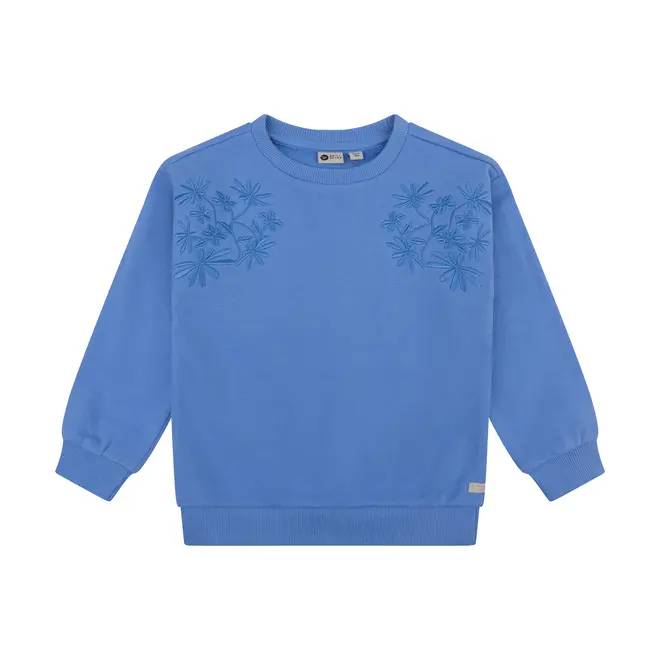 Sweater Embroidery Flower Blue 7484 Purple Blue