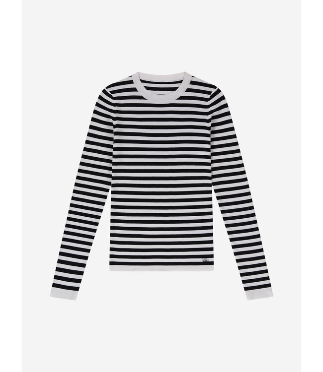 Jolie LS Stripe Pullover 1058 Black/Off White