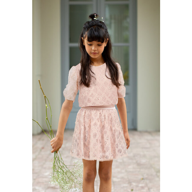 Flo girls dress with fancy fabric + lining 205 Blush