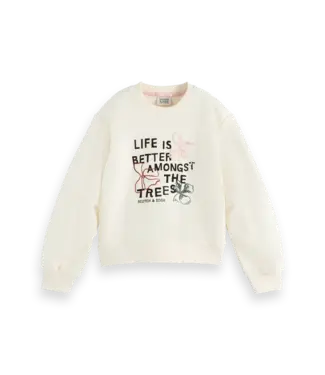 SCOTCH & SODA AMSTERDAM Relaxed-fit Crewneck with front artwork  - 100 soft ice -