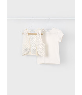 Mayoral S/s shirt w/ vest            3007 Bone      22