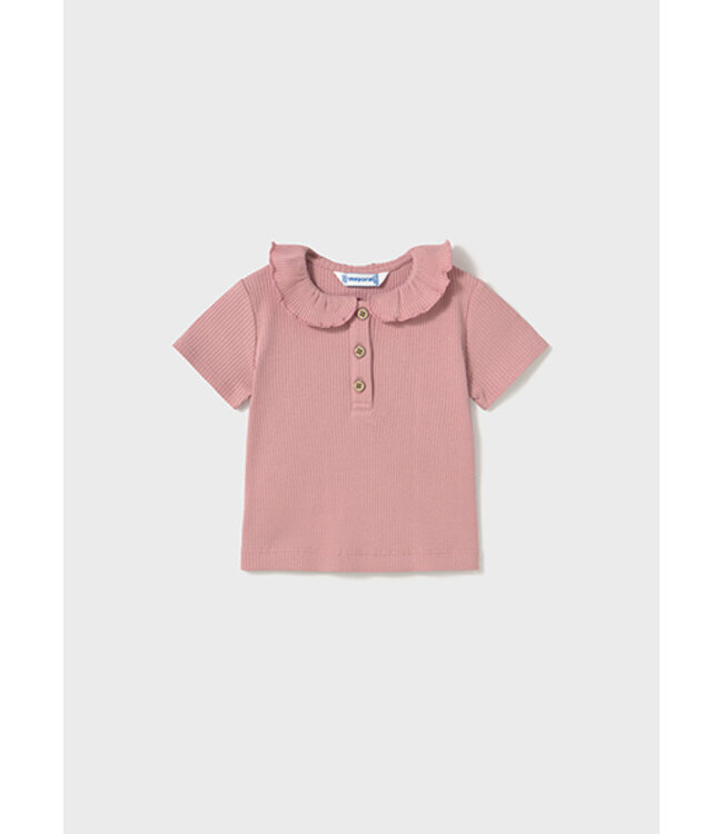 S/s ribbed polo              1104 Rose      74