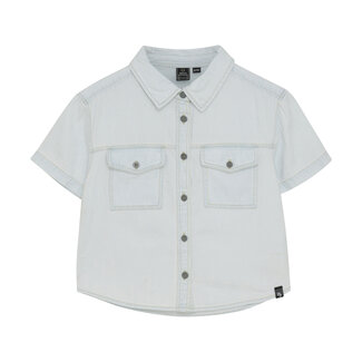 Indian Blue Jeans Bleached Cropped Denim Shirt 970192 Blue 7222 Bleach Denim