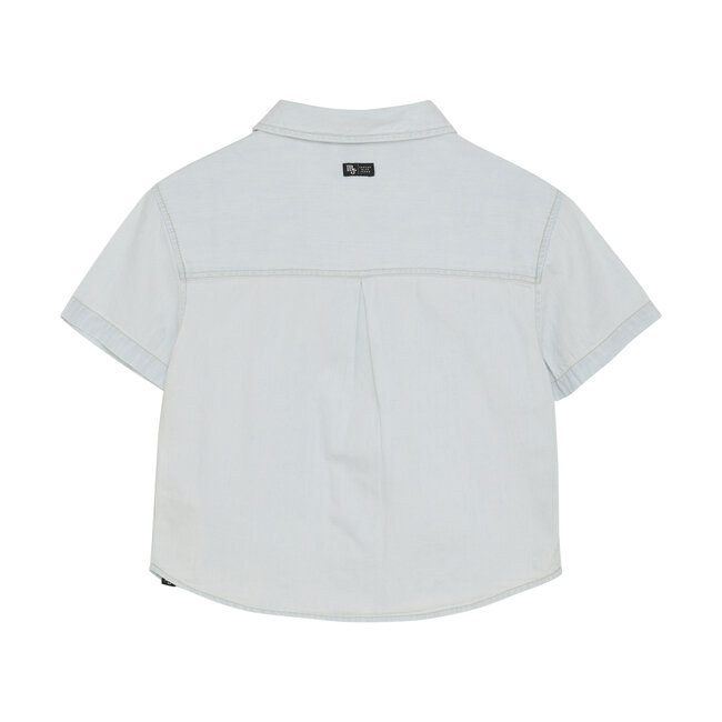 Bleached Cropped Denim Shirt 970192 Blue 7222 Bleach Denim