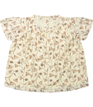 Baje Studio 1I006SS25BA Nisa Creme oat  AOP Blouse shortsleeve