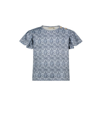 Like Flo Emilia Flo girls mesh top with buttons on shoulder 954 Ikat