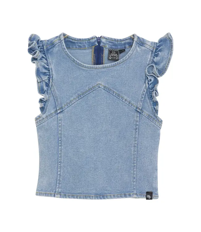 Ruffle Sleeve Shirt Denim 970259 Blue 7775 Light Denim Blue