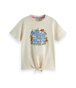 SCOTCH & SODA AMSTERDAM 179360 Knotted t-shirt with artworks 270 Soft Ice Melange
