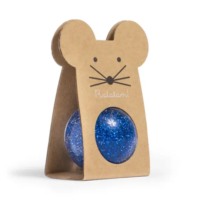 Glitter Mouse Bouncy Balls Blauw - Stuiterbal -