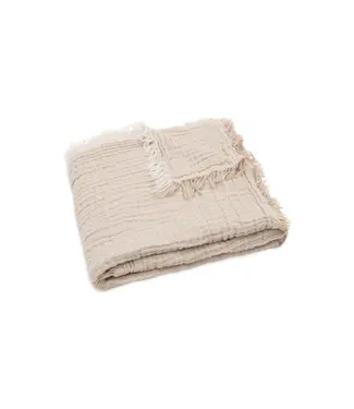 Jollein Deken Wieg Fringe stripe biscuit/ivory