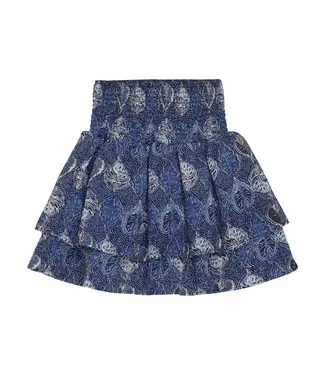 Indian Blue Jeans Skirt Ruffle Leafprint 970210 Dark Navy 7939 Blueprint