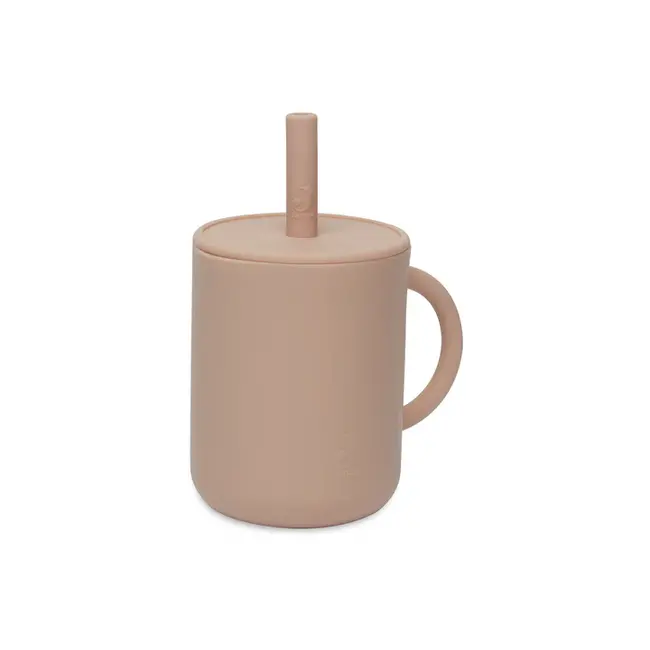 Drinkbeker met rietje siliconen Pale Pink