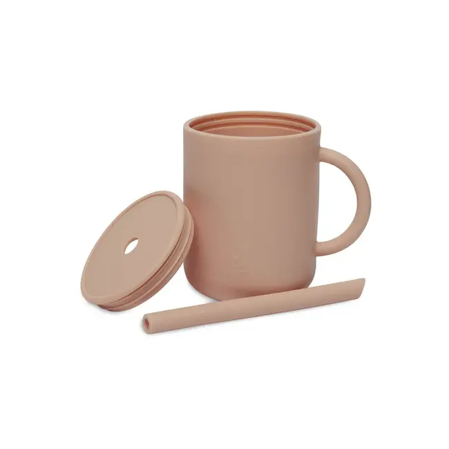 Drinkbeker met rietje siliconen Pale Pink