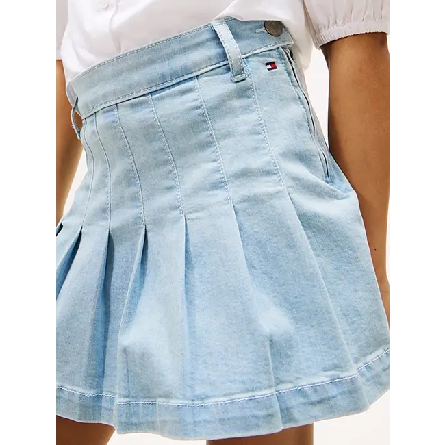 DENIM PLEATED SKIRT, 1AA Drapeylight