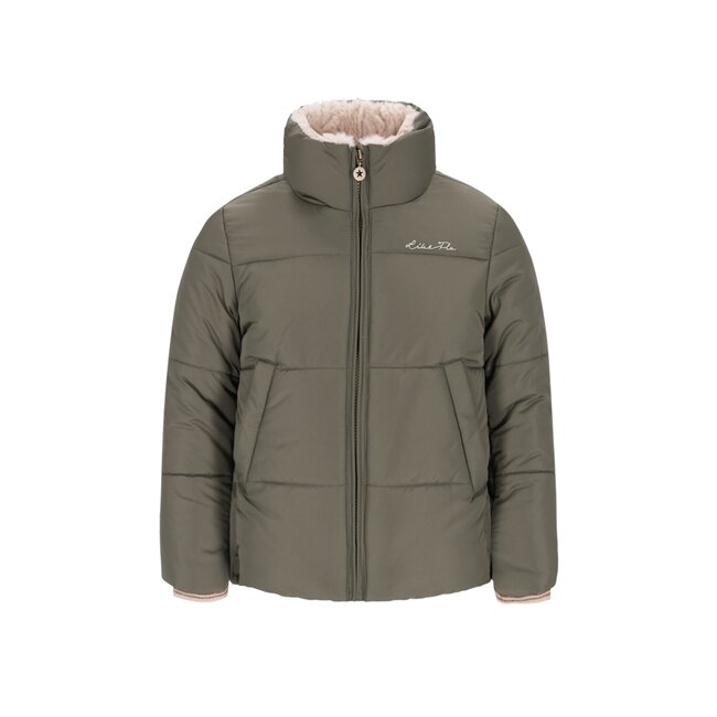 Aelin Flo girls short fancy hooded jacket 355 Army