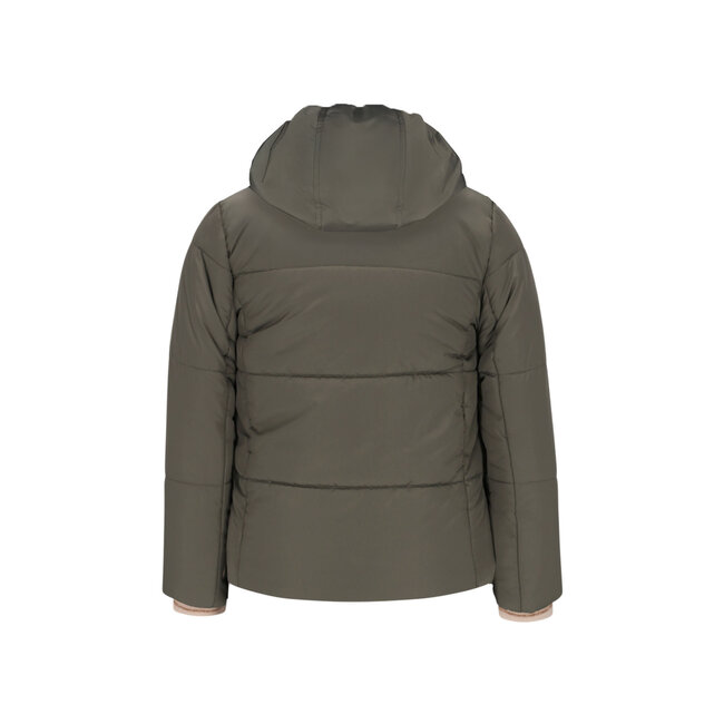 Aelin Flo girls short fancy hooded jacket 355 Army