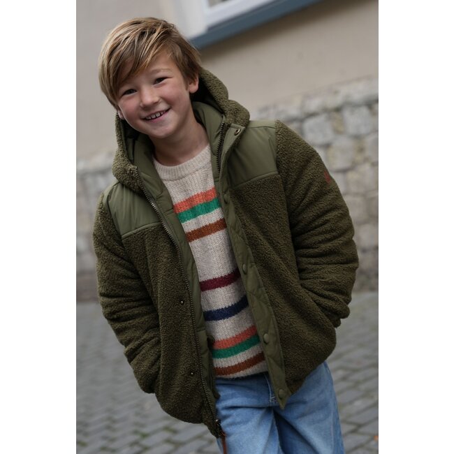 Albon Flo boys reversible hooded jacket 355 Army
