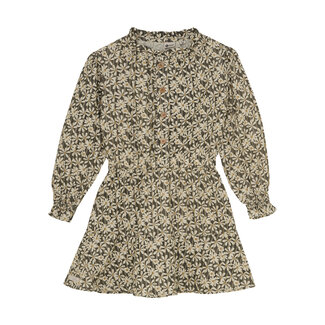 DAILY7 Dress Longsleeve Shiny Flower Grey 1919 Phantom