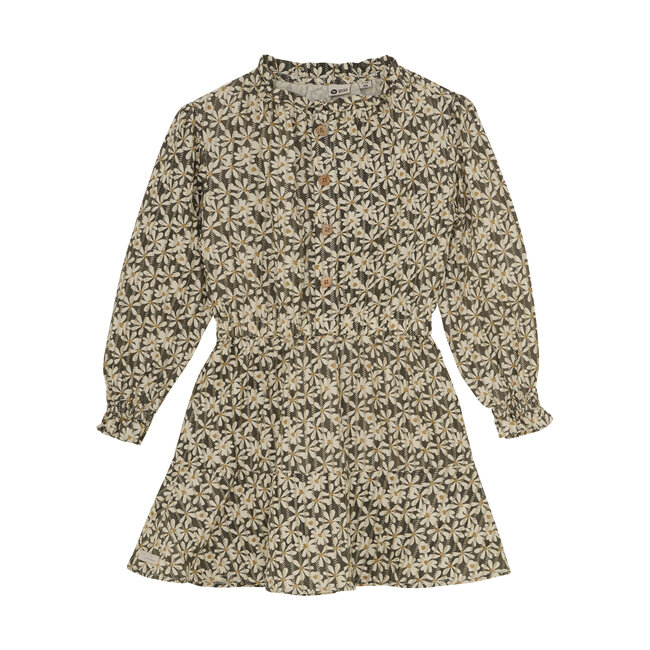 Dress Longsleeve Shiny Flower Grey 1919 Phantom