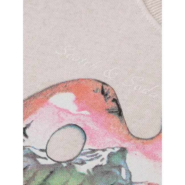 Relaxed-fit crewneck sweatshirt with front artwork 260 Medium Beige Eggnog Melange